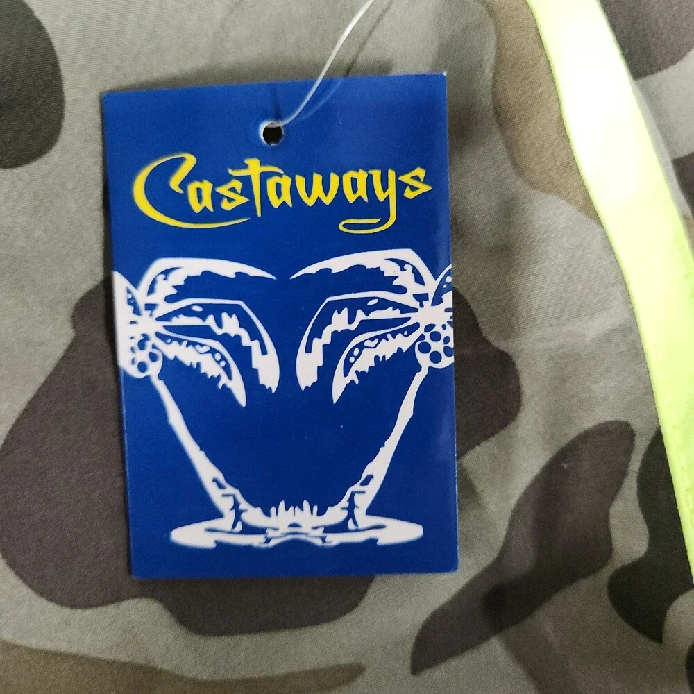 Castaways 71672 Mens Board Shorts Swim Trunks S 30 Camo Neon Orange Trim 142